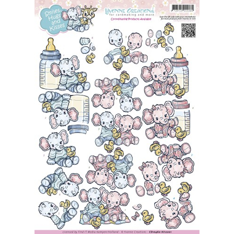 3D knipvel - Yvonne Creations - Smiles, Hugs and Kisses - Baby birth